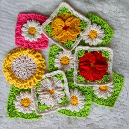 Round Square DIY Flower Daisy Crochet Coaster Placemat Cup Pad Tea Mug Coffee Mat Kitchen Table Decor