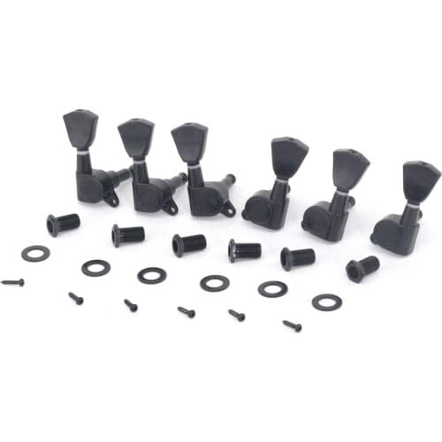 Musiclily Pro 3x3 Sealed Guitar Tuners Tuning Pegs Keys Machine Heads Set for Les Paul Style Guitar, Tulip Button Black