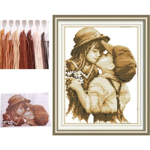 DIY Needlework Cross Stitch Kits Embroidery Needlework Sets First Romantic Kiss Pattern Counted Bead Cross-Stitching