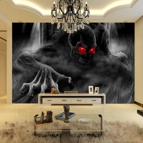 Bacal Wholesale skull skeleton mural wallpaper 3d wall ceiling murals for baby kids room background 16d wall paper sticker