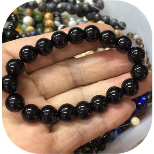 New arrivals cheap healing Crystals jewelry natural crystal 8mm black tourmaline round beads bracelet for sale