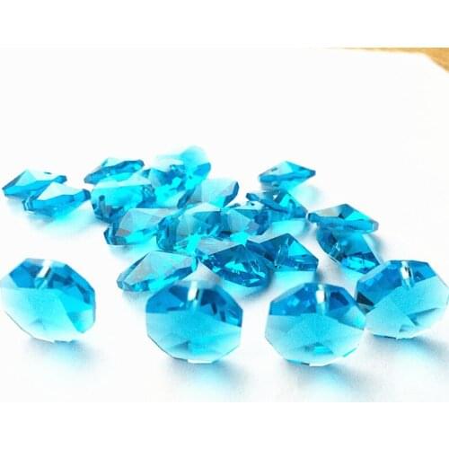 Whole Sale Price 14mm Aqua 500pcs K9 Crystal Octagon Chandelier Beads in One Hole Garland Strand Stones Diy Curtain Accessories