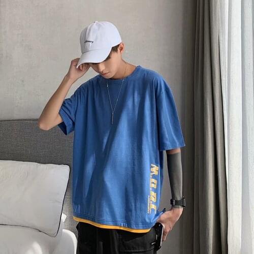 BXyichen original mens short-sleeved t-shirt 2020 summer new trend loose clothes tide brand mens half-sleeved bottoming shirt