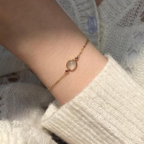 Original new silver inlaid ice waxy chalcedony egg noodle bracelet elegant charm creative retro female silver jewelry