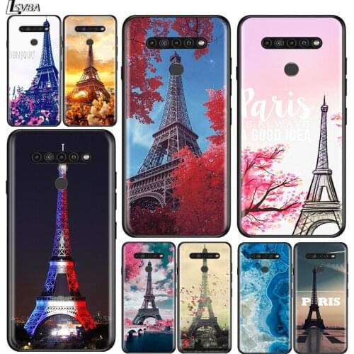 Paris Eiffel Tower for LG G8 G8S G8X V30 V35 V40 V50 V60 ThinQ Q60 K40 K50 K51 K61 K71 K92 K62 K42 Black Phone Case