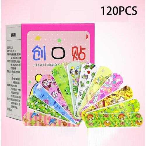 120PCs Waterproof Breathable Cute Cartoon Band Aid Hemostasis Adhesive Bandages First Aid Emergency Kit for Kids Children