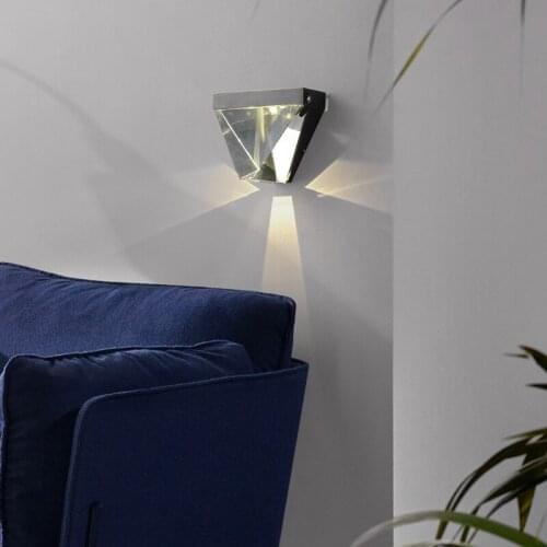 Postmodern crystal wall lamp living room aisle minimalist bed head light luxury bedroom full copper TV background wall small