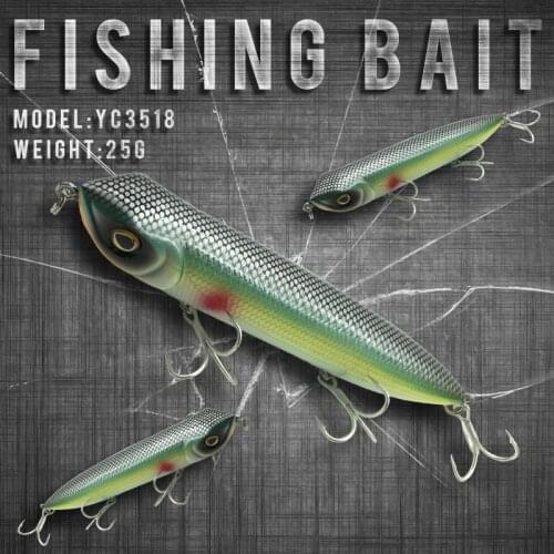 Fishing Lure 128mm/25g Floating Top Water Assorted Colors Popper Wobbler Pencil Lure Hand Lure Fishing Tackle 3D Eyes