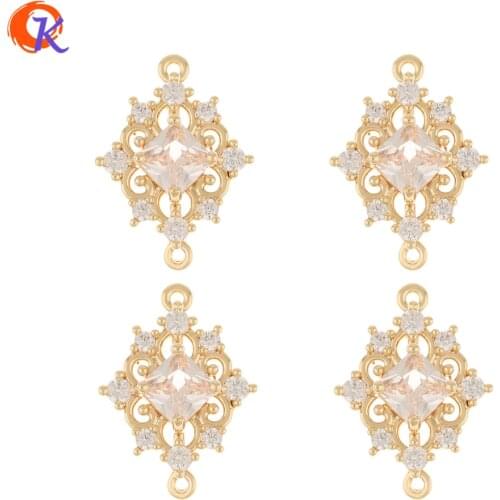 Cordial Design 20Pcs 13*19MM Jewelry Accessories/CZ Connectors/Hand Made/Genuine Gold Plating/Earring Findings/DIY Making/Charms
