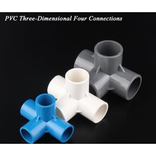 2Pcs PVC Pipe Connector 20 25 32 40mm Three Dimensional Cross Garden Irrigation Watering Tube Joints DIY Wardrobe Tent Fittings