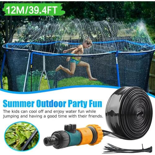 12m Trampoline Sprinkler Summer Water Sprinkler Water Games Toy Sprayer Backyard Kids Fun Outdoor Garden Water Park Accessories