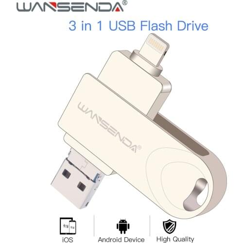 WANSENDA USB 3.0 Flash Drive OTG Pen Drive for iPhone/Android 8GB 16GB 32GB 64GB 128GB USB Flash Memory Stick 3.0 Pendrive