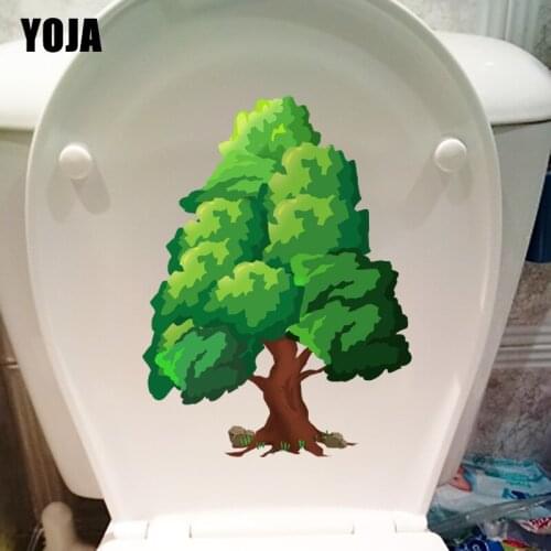 YOJA 16.7X22.5CM Green Cartoon Tree Toilet Seat Stickers Fresh Home Bedroom Wall Decor Decal T1-1741