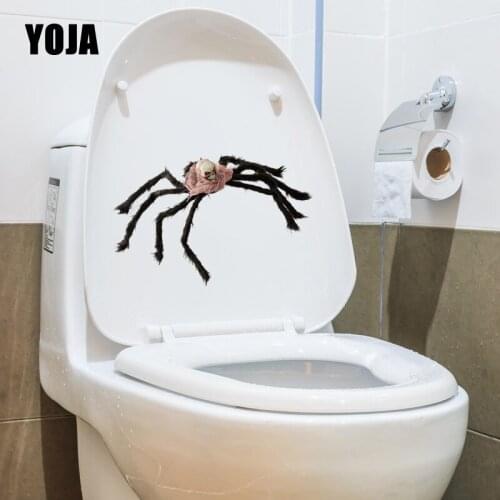 YOJA 22.3X14.5CM Funny Black Spiders And Skulls Living Room Home Decor Toilet Decal Wall Sticker Cartoon T5-1197