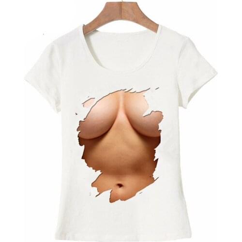 Big Boobs Sexy Print Womens T-shirt Skeleton Hands Grope Big Boobs Belly 3D Short Sleeve Summer Funny Modal Tops Novelty Tees