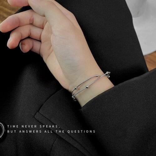 Beads Bracelets Women Layered Woman Bangles Snake Chain Light Luxury Party Fashion Silver Color European Stainless Steel Brincos
