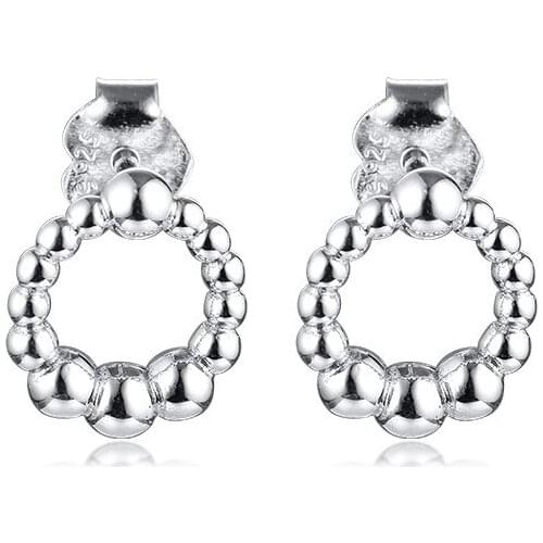 New Beaded Circle Stud Earrings 2020 Valentine Day 925 Sterling Silver Jewelry Female Silver Earrings for Women Fashion Jewelry