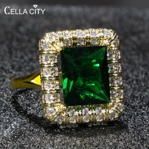 Cellacity Geometry Emerald Ring for Women Silver 925 Jewelry Gemstones Vintage Gorgeous Female Anniversary Ring Gifts Wholesale