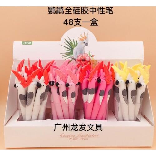 48 pcs Gel Pens The parrot animals black colored kawaii gel-ink pens for writing Cute stationery office school supplies