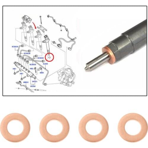 4x Fuel Injector Seal Copper Washer Copper Crush Washers For Ford Transit Mk7 2.4 3.2 2006 2007 2008 2009 2010