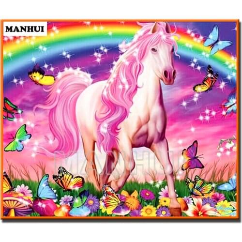 NEW Diy Diamond embroidery Cross stitch kit Diamond painting Rainbow Horse 3d Diamond mosaic Home Decoration MH265