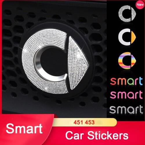 Car Steering Wheel Front Trunk Rear Trunk Logo Sticker Car Logo Cover For Smart 451 Fortwo Smart 453 Fortwo Forfour 2009-2019