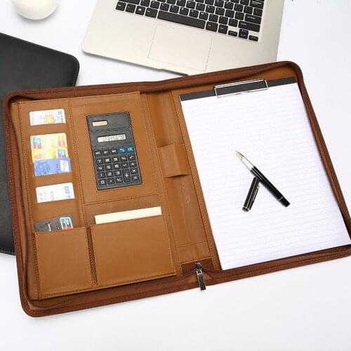 34x25cm A4 Business Affairs Loose-leaf Notepad Can Increase LOGO More Function Bring Calculator Manager Mix Zipper Package Black