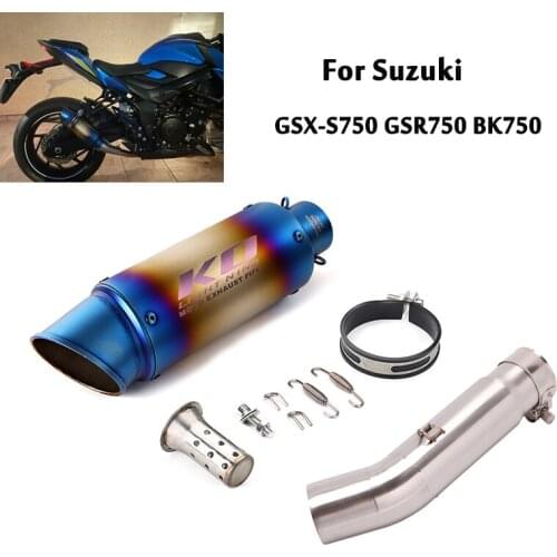 For Suzuki GSX-S750 GSR750 BK750 Slip On Exhaust System Muffler Baffles Pipe Removable DB Killer Escape Middle Link Section