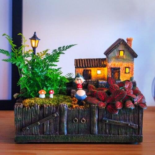 Creative Illuminated Moss Micro Landscape Succulent Plant Pot Office Desktop Green Plant Potted Flower Bonsai Assortment