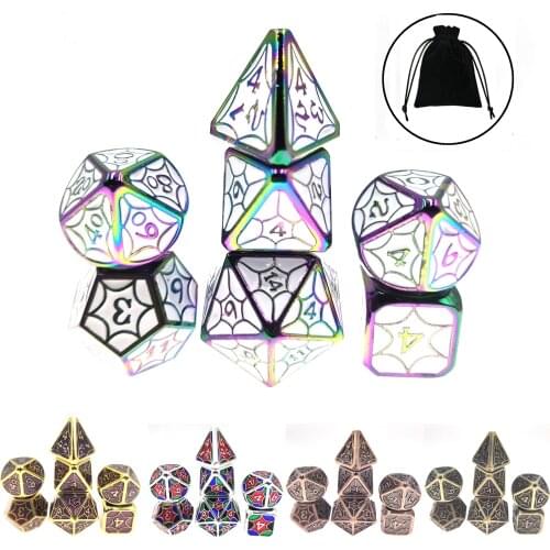 7 Pcs Metal DND Dice, Polyhedral Metal Dice Set, Metal D&D Dice for Dice Game DND RPG MTG Table Games With Bag