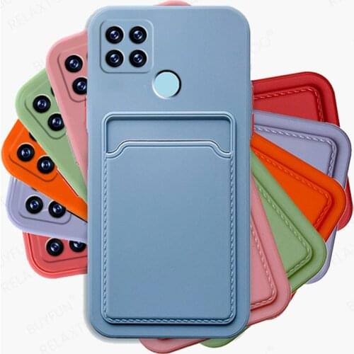 Square soft silicone card slot wallet back cover for realmi c21 c21y c 21 y 21y narzo 30 5g realme realmy 8 pro shockproof case