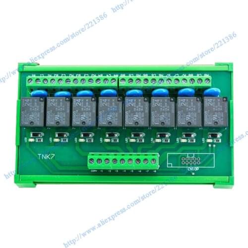 8 channel 24V 10A Omron relay control module DIN Rail Mount 8 SPDT Power Relay Interface Module, OMRON 10A Relay, 24V Coil NPN