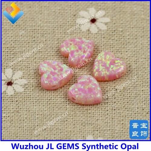 MOQ=10PCs) Free Shipping Opal Heart Pendant Angel Skin Fire Pink Op08 10mm For Heart Charm Necklace Making
