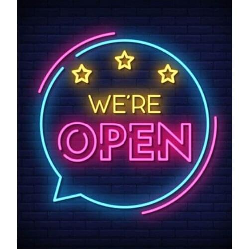 Neon Sign For We Are Open Neon bulb sign Commercial Beer Lamp resterant light Glass Neon Lights Polis Signage Shop Net Bar Sign