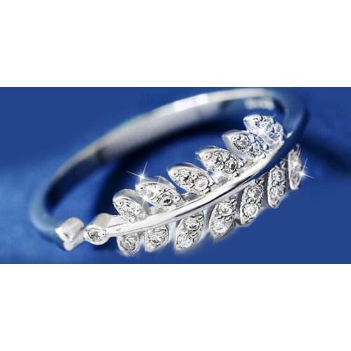 Charming Open Crystal Leaf Ring for Women Vintage Boho Party Rings Gothic Punk Jewelry Gifts for Girls 2021