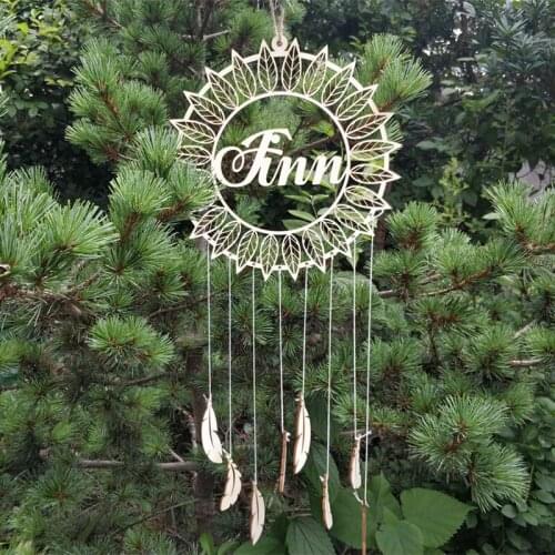 Personalized Wooden Dream Wall Hanging Decor Custom Name Nursery Dream Catcher Baby Shower 1st Birthday Party Home Decoration