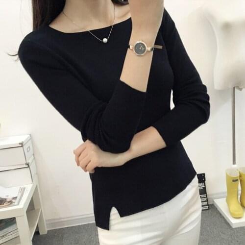 Poncho Limited Ohclothing 2020 Autumn Winter Sleeved Shirt Collar Pullover Sweater Korean Female Knit High Elastic Jumper Tops