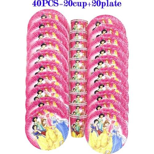 Princess Ariel Belle Aurora Snow White Party Decorations For Girl Birthday Party Paper Cup Plate Tableware Baby Shower Supplies