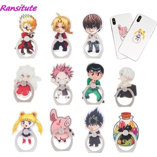 R1688 Anime Pig Moon Girl Fashion Ring Metal Mobile Phone Accessories Rotating Ring Bracket Lazy Desktop Anti-fall Bracket Gifts