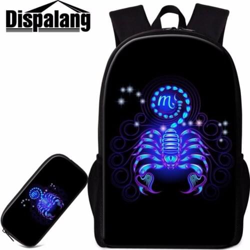 Dispalang scorpio backpack with one pencil bag 2pcs/set suit penbag school office supplies 16-inch bookbag rucksack for children