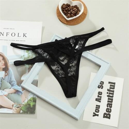 Sexy Lace Floral Thong Ladies Soft Underwear Hot T Pants G-String Thongs Hollow Out Panties Mesh Yarn Perspective Young Women