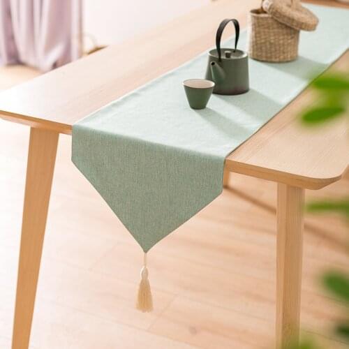 Nordic Style Table Runner Cotton Linen Japanese Style Simple Elegant Tassel Table Runners American Coffee Table Flag Home Decor
