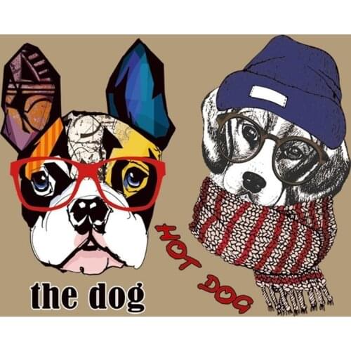 Iron On Sticker Dog Patches Heat Transfer A-level Washable Stripes Clothes Applique Easy Print on T-shirts By Household Patch