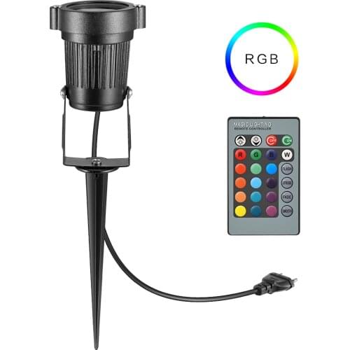 LED outdoor lighting 12W RGB Lawn Garden Flood Light Yard Patio Path Spotlight Lamp with Spike Waterproof AC 85-265V EU Plug