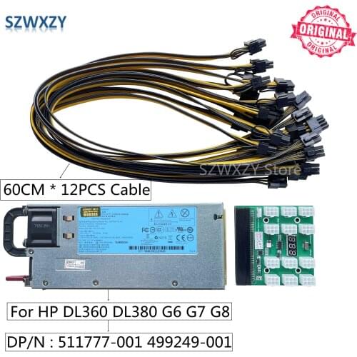 SZWXZY For HP DL360 DL380G6 G7 G8 460W Server Power Supply 511777-001 499249-001 DPS-460EB A HSTNS-PR17 Mining PSU
