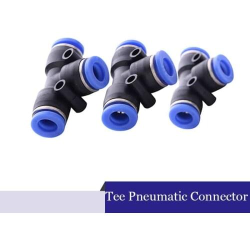 3 Way T shaped Tee Pneumatic 10mm 8mm 12mm 6mm 4mm 16mm OD Hose Tube Push In Air Gas Fitting Quick Fittings Connector Adapters