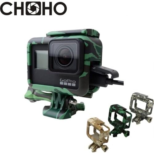 For Gopro Frame Case Shell Protector Housing Army Green + Lone Screw + Base Mount For Go Pro Hero 5 6 7 Black New Accessories