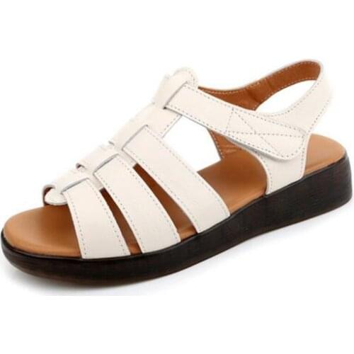 Promotion 2020 New Summer Fashion Casual Sandals Concise Genuine Leather Sandals Comfort Soft Bottom Wedge Sandals Women Sandals