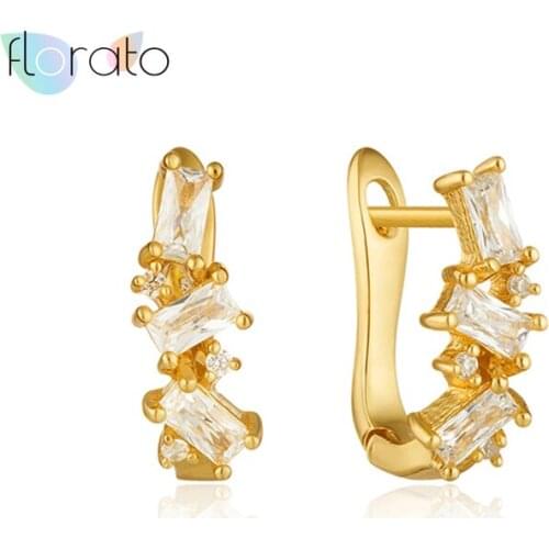 925 Sterling Silver Ear Needle Hoop Earrings For Women Geometry Zircon Piercing Earrings Small Round Earrings Jewelry