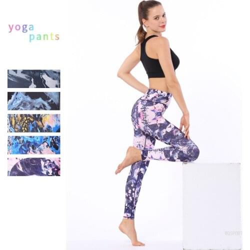 2019 Gym Women Fitness Yoga Pants Slim High Waist Sport Leggings Elastic Romantic Printed Long Tights For Running Tummy Control